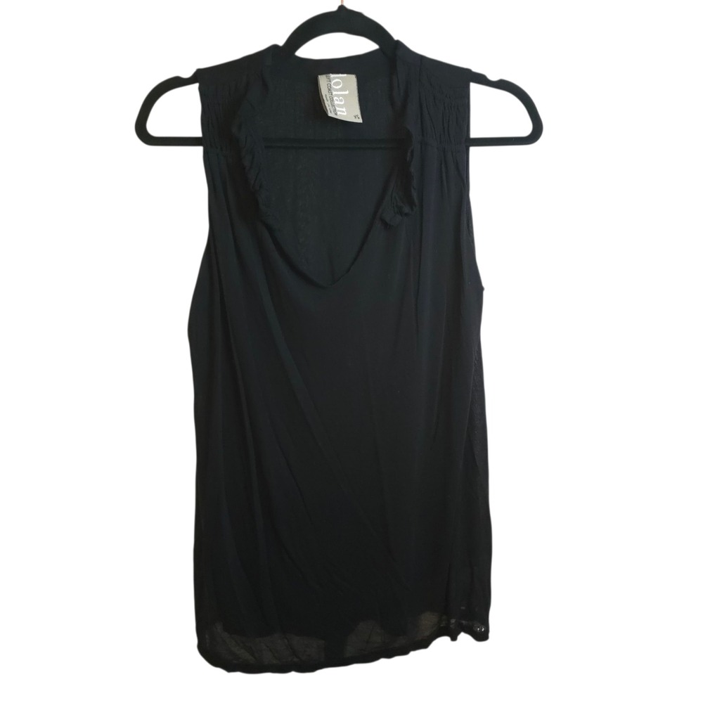 Dolan Left‎ Coast Collection Black Sleeveless Draped Ruffle Blouse Tank XS USA